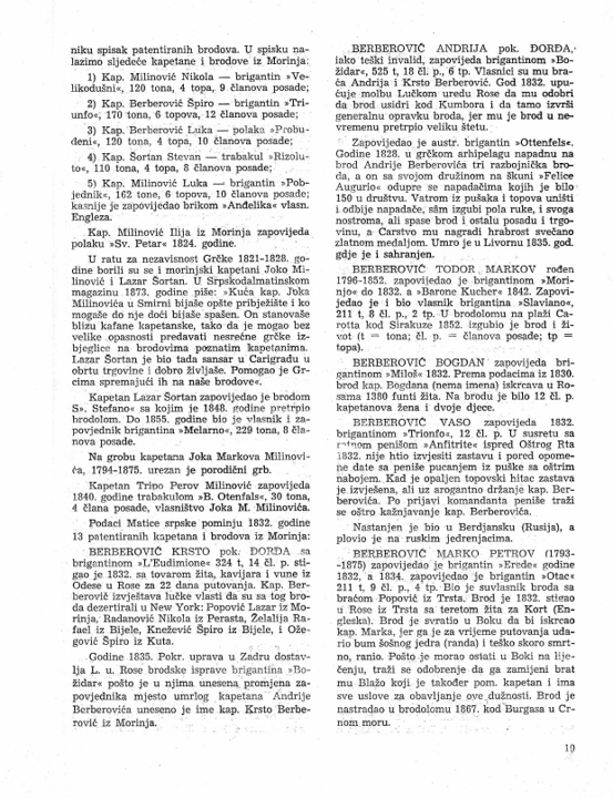 Andrija Berberovich (d.1835) — Entry from Špiro Milinović documenting his command of Božidar, the battle aboard Felice Auguri, the loss of his arm, and the award of the Gold Medal for Bravery.