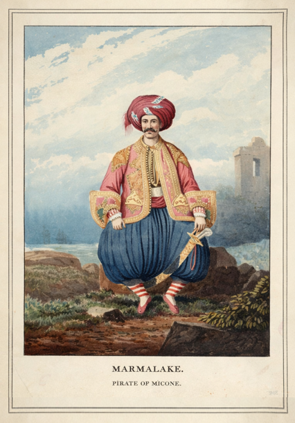 Marmalakè, Pirate of Micone. Watercolor portrait by Joseph Partridge, 1827-1828